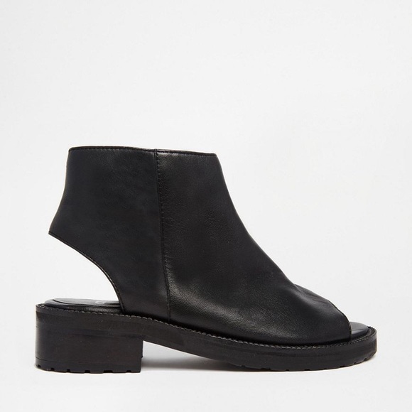 Arachnid Peep Toe Leather Ankle Boots - Picture 2 of 5